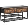 imageHomeiju Shoe Bench 3 Tier Entryway Bench Shoe Storage Bench with Padded Seating ampamp Drawers 355 Metal Entryway Foyer Hallway Bench Vintage BrownWith Cusion and 2 Drawers