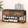 imageHomeiju Shoe Bench 3 Tier Entryway Bench Shoe Storage Bench with Padded Seating ampamp Drawers 355 Metal Entryway Foyer Hallway Bench Vintage BrownWith Cusion and 2 Drawers