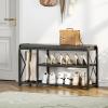 imageHomeiju Shoe Bench 3 Tier Entryway Bench Shoe Storage Bench with Padded Seating ampamp Drawers 355 Metal Entryway Foyer Hallway Bench Vintage BrownWith Cusion and Bootstorage
