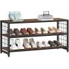 imageHomeiju Shoe Bench 3 Tier Entryway Bench Shoe Storage Bench with Padded Seating ampamp Drawers 355 Metal Entryway Foyer Hallway Bench Vintage BrownWith Wood Shelf