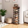 imageHomeiju Shoe Rack Organizer8Tier Vertical Shoe RackWooden Shoes Rack for EntrywayNarrow Shoe Rack Shoes Storage Organizer with Wooden Top ampamp Drawer for Entryway HallwayRustic BrownVertical 8Tier Shoe Rack with Drawers