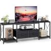 imageHomeiju TV Stand for TVs up to 75 Inch Entertainment Center with Fabric Drawers TV Media Console Table with Open Storage Shelves for Living Room Bedroom BlackBlack