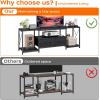imageHomeiju TV Stand for TVs up to 75 Inch Entertainment Center with Fabric Drawers TV Media Console Table with Open Storage Shelves for Living Room Bedroom BlackBlack