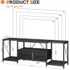imageHomeiju TV Stand for TVs up to 75 Inch Entertainment Center with Fabric Drawers TV Media Console Table with Open Storage Shelves for Living Room Bedroom BlackBlack