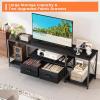 imageHomeiju TV Stand for TVs up to 75 Inch Entertainment Center with Fabric Drawers TV Media Console Table with Open Storage Shelves for Living Room Bedroom BlackBlack