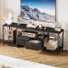 imageHomeiju TV Stand for TVs up to 75 Inch Entertainment Center with Fabric Drawers TV Media Console Table with Open Storage Shelves for Living Room Bedroom BlackBlack
