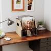 imageHomeiju Vinyl Record Storage Record Box Case Crate Vinyl Record Album Holder Desktop Metal ampamp Wooden LP Record Crate Holds up to 60 RecordsPatent NoD1024563Beige 1 Pack
