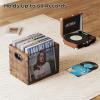 imageHomeiju Vinyl Record Storage Record Box Case Crate Vinyl Record Album Holder Desktop Metal ampamp Wooden LP Record Crate Holds up to 60 RecordsPatent NoD1024563Cube Brown Black 1 Pack