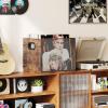 imageHomeiju Vinyl Record Storage Record Box Case Crate Vinyl Record Album Holder Desktop Metal ampamp Wooden LP Record Crate Holds up to 60 RecordsPatent NoD1024563Cube Brown Black 1 Pack