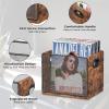 imageHomeiju Vinyl Record Storage Record Box Case Crate Vinyl Record Album Holder Desktop Metal ampamp Wooden LP Record Crate Holds up to 60 RecordsPatent NoD1024563Cube Brown Black 1 Pack