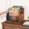 imageHomeiju Vinyl Record Storage Record Box Case Crate Vinyl Record Album Holder Desktop Metal ampamp Wooden LP Record Crate Holds up to 60 RecordsPatent NoD1024563Rustic Brown Black 1 Pack