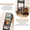 imageHomeiju Vinyl Record Storage Record Holder with 4 Tier Vinyl Holder Display Shelf Holds Up to 100 Records Movable Vinyl Storage Organizer Rack Record Cabinet for Magazines Books CDs