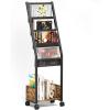 imageHomeiju Vinyl Record Storage Record Holder with 4 Tier Vinyl Holder Display Shelf Holds Up to 100 Records Movable Vinyl Storage Organizer Rack Record Cabinet for Magazines Books CDs