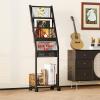 imageHomeiju Vinyl Record Storage Record Holder with 4 Tier Vinyl Holder Display Shelf Holds Up to 100 Records Movable Vinyl Storage Organizer Rack Record Cabinet for Magazines Books CDs