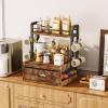 imageHomeiju Wooden ampamp Metal Coffee Station Organizer  40 Pods Drawer ampamp 8 Mug Hooks  Compatible Nespresso VertuoKeurig  SpaceSaving Countertop Storage Rustic Brown