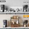 imageHomeiju Wooden ampamp Metal Coffee Station Organizer  40 Pods Drawer ampamp 8 Mug Hooks  Compatible Nespresso VertuoKeurig  SpaceSaving Countertop Storage Rustic Brown