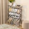 imageJZM Shoe Rack Storage Narrow 4 Tier Metal Shoe Storage Shelf Free Standing Shoe Racks Space Saving Shoe Rack Organizer for Entryway Hallway Bedroom Living Room1216 PairGrey