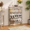 imageJZM Shoe Rack Storage Narrow 4 Tier Metal Shoe Storage Shelf Free Standing Shoe Racks Space Saving Shoe Rack Organizer for Entryway Hallway Bedroom Living Room1216 PairGrey