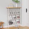 imageJZM Shoe Rack Storage Narrow 4 Tier Metal Shoe Storage Shelf Free Standing Shoe Racks Space Saving Shoe Rack Organizer for Entryway Hallway Bedroom Living Room1216 PairWhite