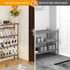 imageJZM Shoe Rack Storage Narrow 4 Tier Metal Shoe Storage Shelf Free Standing Shoe Racks Space Saving Shoe Rack Organizer for Entryway Hallway Bedroom Living Room1216 PairBrown