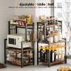 imageKitchen Countertop Organizer3 Tier Large Spice Rack Organizer with Adjustable Shelf and 5 HooksWooden Counter OrganizerSpace Saving Countertop Shelf Microwave Stand for KitchenBathroomCoffee Bar