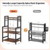 imageKitchen Countertop Organizer3 Tier Large Spice Rack Organizer with Adjustable Shelf and 5 HooksWooden Counter OrganizerSpace Saving Countertop Shelf Microwave Stand for KitchenBathroomCoffee Bar