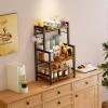 imageKitchen Countertop Organizer3 Tier Large Spice Rack Organizer with Adjustable Shelf and 5 HooksWooden Counter OrganizerSpace Saving Countertop Shelf Microwave Stand for KitchenBathroomCoffee Bar