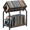 image2Tier Vinyl Record Storage Holder with Dividers 244W Vinyl Record Display 300 LPs Vinyl Record Storage Rack Suitable for Magazines Books Documents Albums