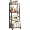 image4 Tier Kitchen Storage Cart with Lockable Wheels ampamp 6 Hooks Mobile Utility Organizer Rolling Cart for Small Spaces Bar Cart for Kitchen and Living Room Rustic Brown4 Tier