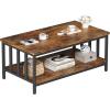 imageHomeiju Coffee Table for Living Room with Slatted Sides Frame Modern Farmhouse Living Room Table with 2Tier Storage Shelf for Home Office Apartment 39 inch Grey WashRustic Brown