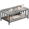 imageHomeiju Coffee Table for Living Room with Slatted Sides Frame Modern Farmhouse Living Room Table with 2Tier Storage Shelf for Home Office Apartment 39 inch Grey WashGrey Wash
