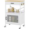 imageHomeiju Kitchen Island Cart Kitchen Storage Cart with Drawer Microwaves Stand Coffee Cart Rolling Kitchen Cabinet Cart with Hooks for Kitchen Dining RoomWhite