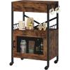 imageHomeiju Kitchen Island Cart Kitchen Storage Cart with Drawer Microwaves Stand Coffee Cart Rolling Kitchen Cabinet Cart with Hooks for Kitchen Dining RoomBlack and Brown