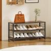 imageHomeiju Shoe Bench 3 Tier Entryway Bench Shoe Storage Bench with Padded Seating ampamp Drawers 355 Metal Entryway Foyer Hallway Bench Vintage BrownWith Wood Shelf