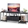 imageHomeiju TV Stand for TVs up to 75 Inch Entertainment Center with Fabric Drawers TV Media Console Table with Open Storage Shelves for Living Room Bedroom BlackBlack