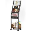 imageHomeiju Vinyl Record Storage Record Holder with 4 Tier Vinyl Holder Display Shelf Holds Up to 100 Records Movable Vinyl Storage Organizer Rack Record Cabinet for Magazines Books CDs