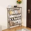 imageJZM Shoe Rack Storage Narrow 4 Tier Metal Shoe Storage Shelf Free Standing Shoe Racks Space Saving Shoe Rack Organizer for Entryway Hallway Bedroom Living Room1216 PairGrey