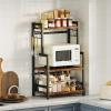 imageKitchen Countertop Organizer3 Tier Large Spice Rack Organizer with Adjustable Shelf and 5 HooksWooden Counter OrganizerSpace Saving Countertop Shelf Microwave Stand for KitchenBathroomCoffee Bar