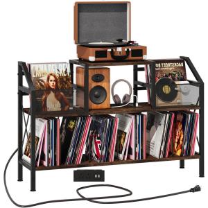 imageHomeiju Record Player Stand Holds up to 500 AlbumsTurntable Stand with Vinyl Record Player Storage CabinetLarge Record Player Table Vinyl Album StoragePatent Pending