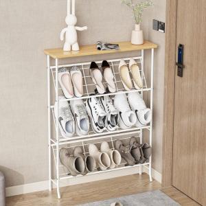 imageJZM Shoe Rack Storage Narrow 4 Tier Metal Shoe Storage Shelf Free Standing Shoe Racks Space Saving Shoe Rack Organizer for Entryway Hallway Bedroom Living Room1216 PairWhite