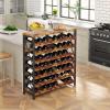 imageHomeiju 56Bottle Wine Rack Freestanding Floor Wooden Wine Storage Shelf Stackable Wine Rack with Tabletop for Living RoomKitchen or Wine CellarIndustrial