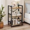imageHomeiju Bookshelf 3 Tier Industrial Bookcase Metal Small Bookcase Rustic Etagere Book Shelf Storage Organizer for Living Room Bedroom and Home OfficeRustic Brown Patent Pending D29873033Light Coffee