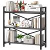 imageHomeiju Bookshelf 3 Tier Industrial Bookcase Metal Small Bookcase Rustic Etagere Book Shelf Storage Organizer for Living Room Bedroom and Home OfficeRustic Brown Patent Pending D29873033Grey