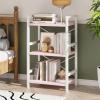 imageHomeiju Bookshelf 3 Tier Industrial Bookcase Metal Small Bookcase Rustic Etagere Book Shelf Storage Organizer for Living Room Bedroom and Home OfficeRustic Brown Patent Pending D29873033Pink
