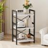 imageHomeiju Bookshelf 3 Tier Industrial Bookcase Metal Small Bookcase Rustic Etagere Book Shelf Storage Organizer for Living Room Bedroom and Home OfficeRustic Brown Patent Pending D29873033White
