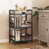 imageHomeiju Bookshelf 3 Tier Industrial Bookcase Metal Small Bookcase Rustic Etagere Book Shelf Storage Organizer for Living Room Bedroom and Home OfficeRustic Brown Patent Pending D29873033Black