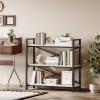 imageHomeiju Bookshelf 3 Tier Industrial Bookcase Metal Small Bookcase Rustic Etagere Book Shelf Storage Organizer for Living Room Bedroom and Home OfficeRustic Brown Patent Pending D29873033White