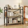 imageHomeiju Bookshelf 3 Tier Industrial Bookcase Metal Small Bookcase Rustic Etagere Book Shelf Storage Organizer for Living Room Bedroom and Home OfficeRustic Brown Patent Pending D29873033Light Coffee
