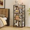 imageHomeiju Bookshelf 3 Tier Industrial Bookcase Metal Small Bookcase Rustic Etagere Book Shelf Storage Organizer for Living Room Bedroom and Home OfficeRustic Brown Patent Pending D29873033Light Coffee