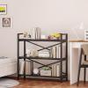 imageHomeiju Bookshelf 3 Tier Industrial Bookcase Metal Small Bookcase Rustic Etagere Book Shelf Storage Organizer for Living Room Bedroom and Home OfficeRustic Brown Patent Pending D29873033Black